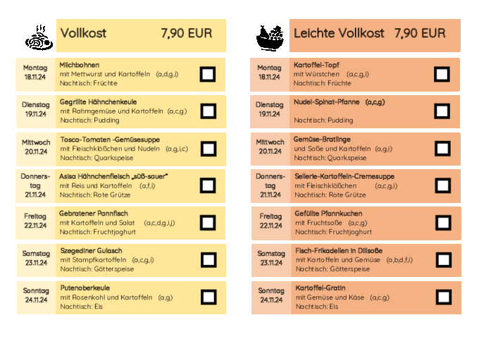 Speiseplan: Essen auf Rädern